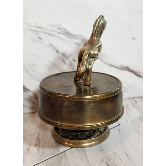 Vintage Brass Unicorn Music Box 1970s Fantasy Figurine Spinning Base Works Great - Picture 7 of 9